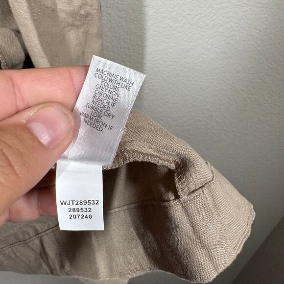 J Jill Womens Petite Large Linen Open Long Line Cardigan Tan Sandbar Half Sleeve - Picture 11 of 11